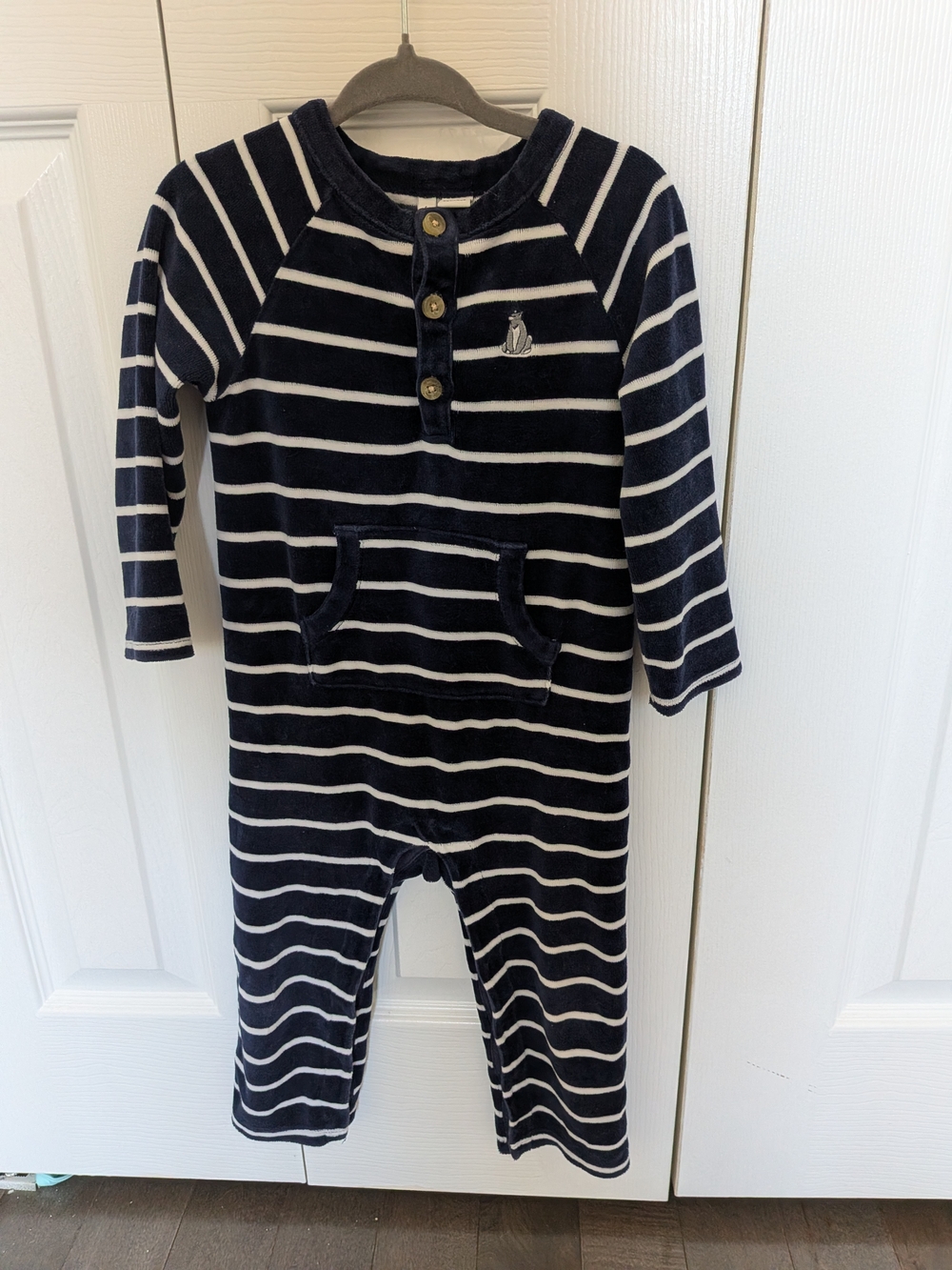 Janie and Jack Navy and White Striped Long-Sleeve One-Piece